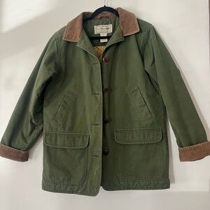 L.L. Bean Olive Jacket with Corduroy Collar